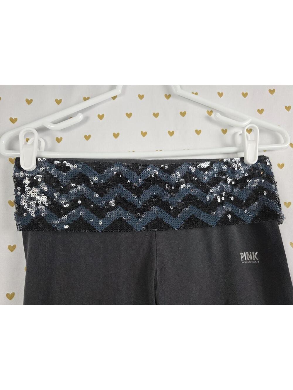 Victorias Secret PINK BLING SEQUINED CHEVRON Foldover Yoga Pants Y2k SMALL